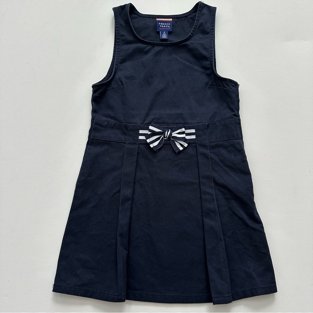 French Toast Navy Uniform Dress with Striped Bow Size 6 - Picture 3 of 10